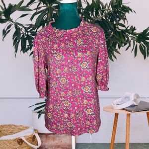 Loft Outlet Floral Ruffle Collar Blouse